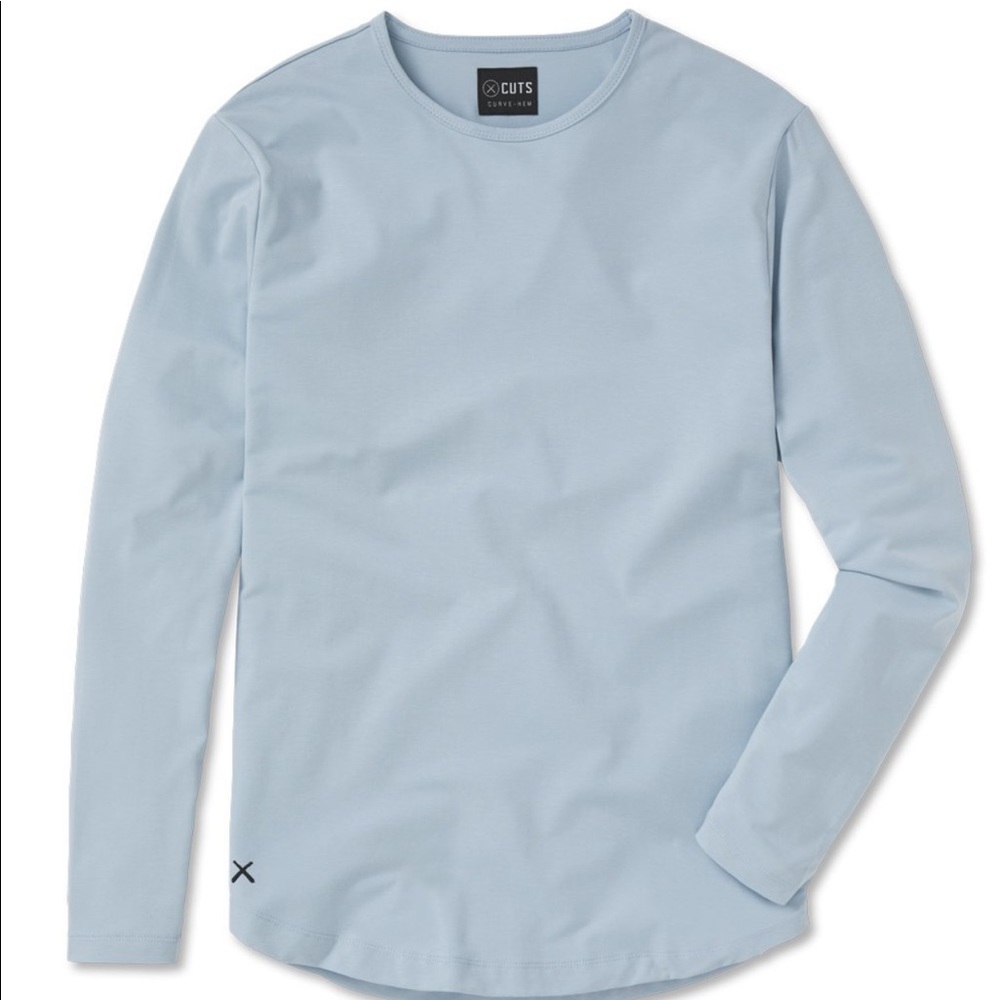 Cuts Clothing Men Long Sleeve Crew Neck Curve Hem